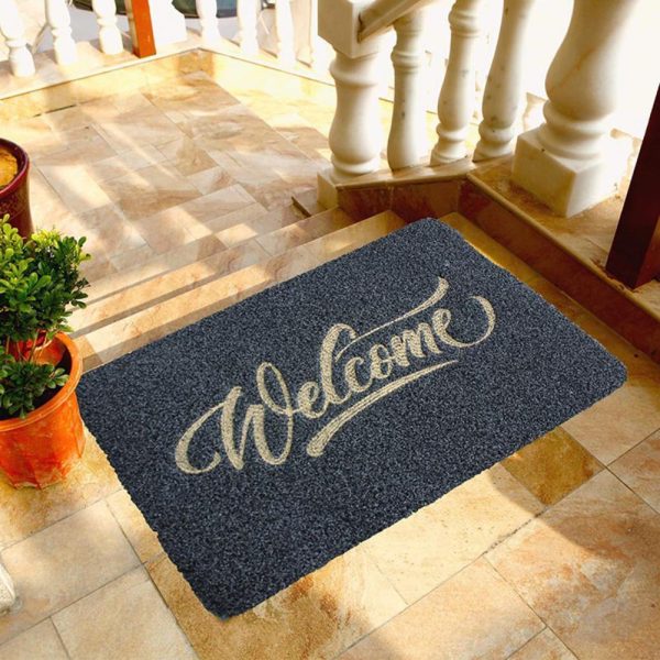 1 Pcs Black Durable Front Door Hello and Welcome Mat