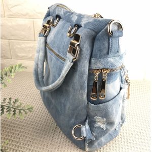 Denim Backpack School Knapsack