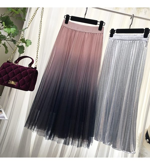 Long Tulle Skirt Gradient Color