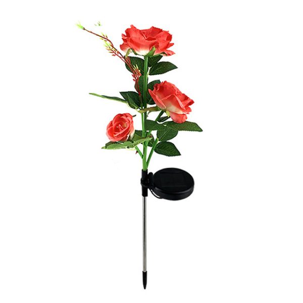 Spring Artificial Rose Solar Garden Stake Lights