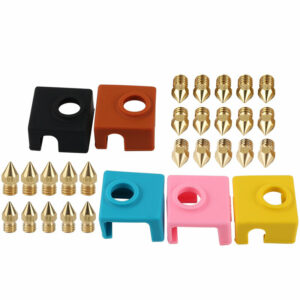 0.2/0.3/0.4/0.5/0.8mm MK9 Nozzle 5pcs Kit + Silicone Case for Ender-3 CR-10 3D Printer