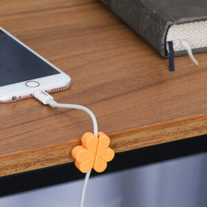 4PCS Clover Earphone USB Cable Cord Winder Wrap Desktop Cable Organizer Wire Management Holder