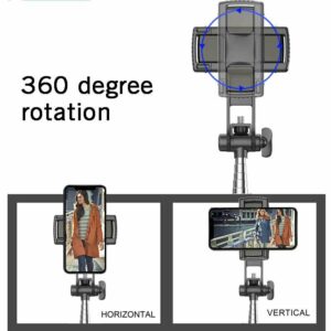 Mobile Phone Tripod Stand Selfie Stick bluetooth Control Telescopic Rotatable Dual Holder Portable Tripod for Camera Phone Tablet