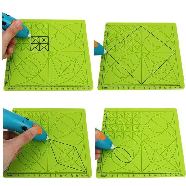 C-Type 3D Printing Pen Silicone Design Mat Drawing Tools with Basic Template + 2pcs Insulation Silicone Finger Caps