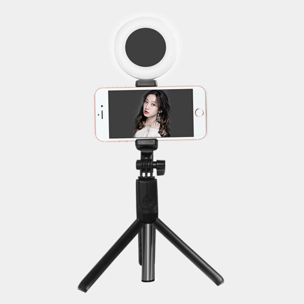 Extendable bluetooth Selfie Stick with LED Ring Fill Light Foldable Live Tripod Monopod for YouTube Tikok Mobile Phone Photography