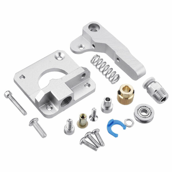 MK8 Full Metal Sliver Extruder + Smoother + Vibration Shock Absorber Damper + PTFE Tube + Spring + Silicone Cover Accessories Set for 3D Printer