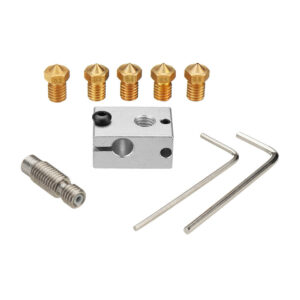 V6 PT100 Heating Block+0.2/0.3/0.4/0.5.0.8mm Brass Nozzle+Nozzle Throat DIY Kit for 1.75mm Filament