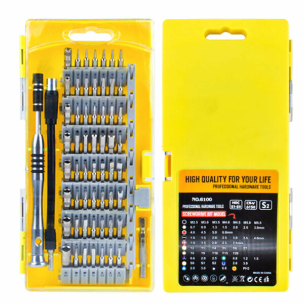 WEEKS 6100-1CRV 60-IN-1 Precision Screwdriver Set Magnetic Screw Driver Bits Torx Hex Bit Handle Mobile Phone Watch Repair Tools