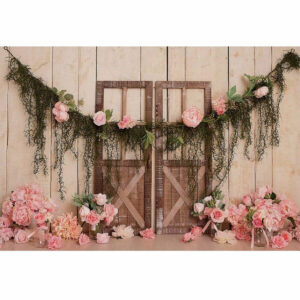 1.5x0.9m 2.1x1.5m 2.7x1.8m Flower Wooden Door Newborn Baby Party Photography Background Studio Photo Background Props