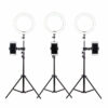 26cm 2700k-6500k Dimmable USB LED Ring Light with 50cm 160cm 210cm Tripod Phone Holder for Youtube Video Makeup Selfie