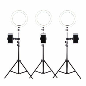 26cm 2700k-6500k Dimmable USB LED Ring Light with 50cm 160cm 210cm Tripod Phone Holder for Youtube Video Makeup Selfie