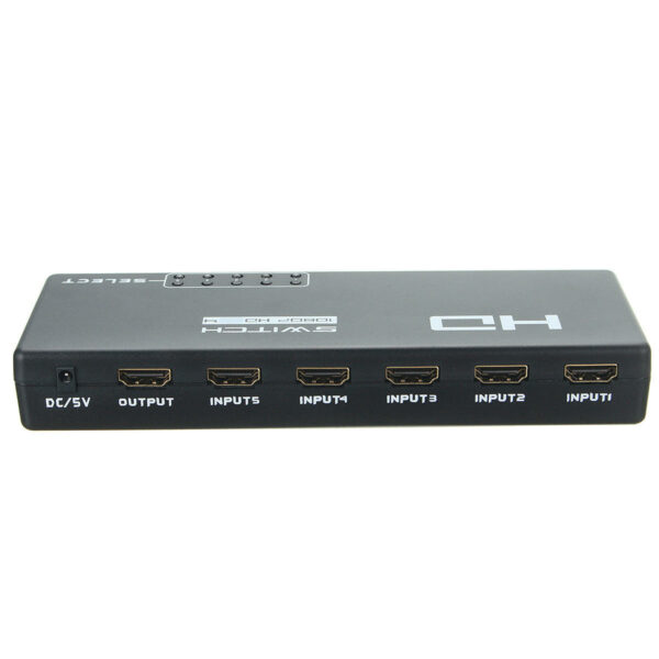 5 Ports 1080P HD 3D Switcher Selector Hub with Remote Controller for TV DVD STB