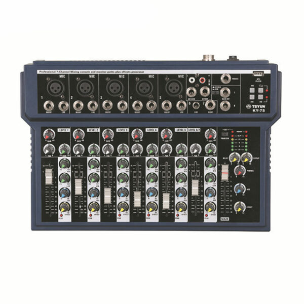 Teyun KY-7S 7 Channel Live Studio DJ Audio Mixer Mixing Console 48V Phantom Power for KTV Karaoke