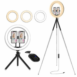 DOLED 10/12 Inch 3200-5600K LED Ring Light Selfie Makeup Beauty Light for Mobile Phone Live Broadcast Support Desktop Clip Fill Light Telescopic Tripod