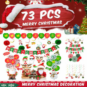 New Year Christmas Balloons Christmas Flags Christmas Letter Banner Santa Claus Spiral Photograph Props