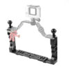 PULUZ PU262 Adjustable Diving Dual Handheld Handle CNC Aluminum Lamp Magic Arm Holder Stabilizer