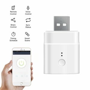 10Pcs Micro 5V Wireless USB Smart Adaptor WiFi Mini USB Power Adaptor Switch APP Remote Control Voice Control Switch For Smart Home Works with Alexa Google Home