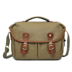 14.17 Inch Vintage Canvas Camera Messenger Bag Leather DSLR SLR Shoulder Bag Waterproof