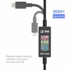 18kinds AV-Line USB Charging Current and Voltage Tester Mobile Phone Current Fast Charging Data Cable for iPhone Android