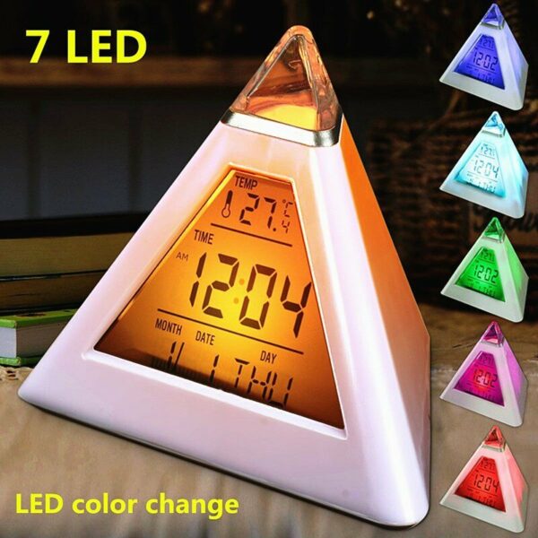 7 Colors Colorful LCD Alarm Clock Night Light Thermometer Digital Wall Clock Calendar Digital LED Alarm Clocks