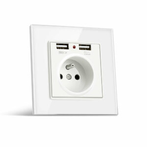 BONDA Socket Switch Dual USB 86*86 PC Glass Panel Eu German France Plug Wall Socket Smart Home Series Switch