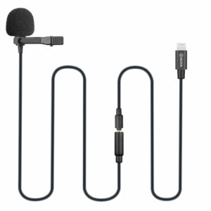 BOYA BY-M2 Cardioid Lavalier Lapel Clip-on Microphone Detachable Single Head for iOS Smartphones with 3.5mm TRS to Lightnings Cable