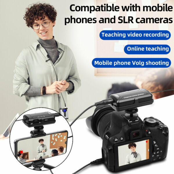 Wireless Microphone 25 UHF Dual Channel Super HD Recording microphone for DSLR Camera For YouTube Vlog Portable