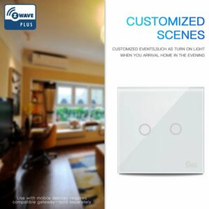 COOLCAM Zwave Smart Light Switch EU 1/2/3CH Touch Sensitive Wall Switch Home Automation Z Wave Wireless Remote Control Light Switch