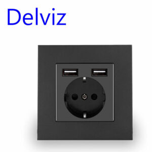 DELVIZ EU AC 110V-250V 16A Wall Embedded Double USB Household  Wall Power Outlet