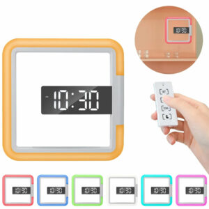 Digital Clock LED Wall Remote Controled RGB Mirror Clock