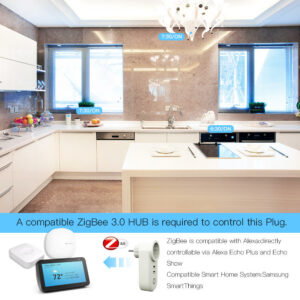 EU Zig Bee 3.0 Dual USB Smart WiFi Socket Plug SmartThings APP Remote Control Echo Plus Voice Control Work with Alexa Google Home