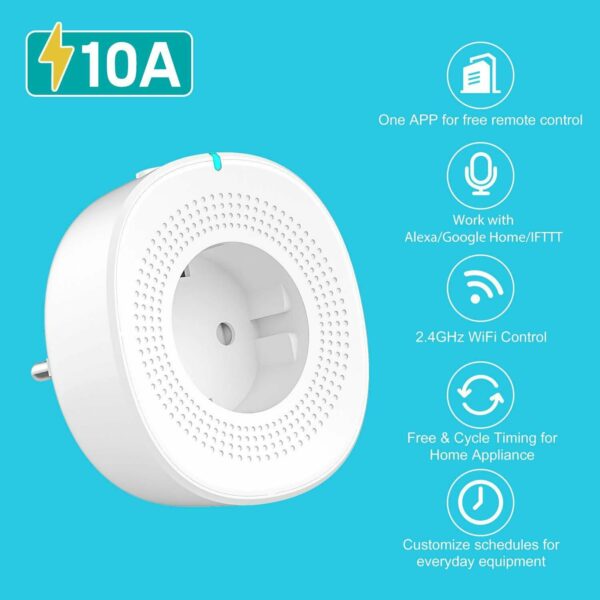 Enterbon Smart Socket 2.4GHz Wifi APP Remote Control 2 * USB Output Smart Socket Work with Alexa Google Home IFTTT