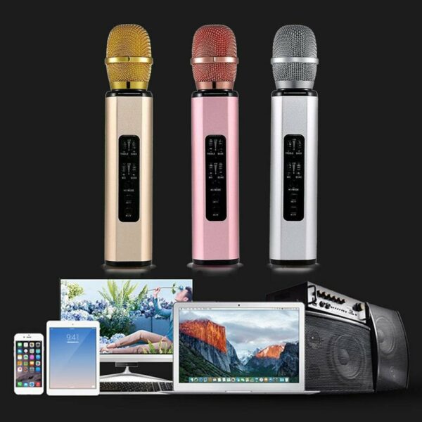 K6 Multi Functional Wireless bluetooth Karaoke Microphone Double Dual Speakers Portable Intelligent Karaoke Mic