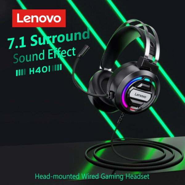 Lenovo H401 Gaming Headset Over-ear 3.5mm USB 7.1 Surround Sound Deep Bass Stereo Game Headphones with Mic for PC Laptop Gamer