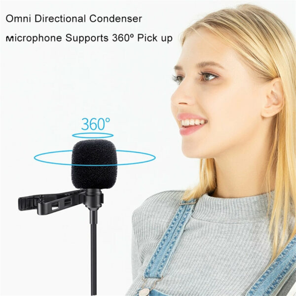 MAMEN KM-D1 Wired microphone Clip-on Lapel microphone CVC Noise Reduction 8M Cable 3.5MM Plug Mini Condenser Mic for Meeting Broadcast Vlogging Recording