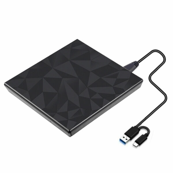 Portable USB 3.0 Black Tray Type External DVD-RW Max.24X High-speed Data Transmission for Win XP Win 7 Win 8 Win 10 Mac