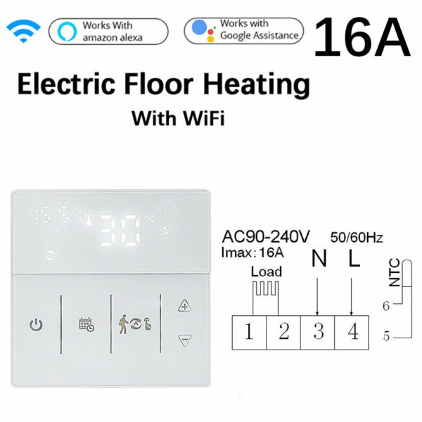 RSH-TM011 Tuya WiFi Intelligent Floor Water Heating / Boiler Temperature Controller Mobile Phone App Remote Control Panel Voice Control Support Alexa Google Home