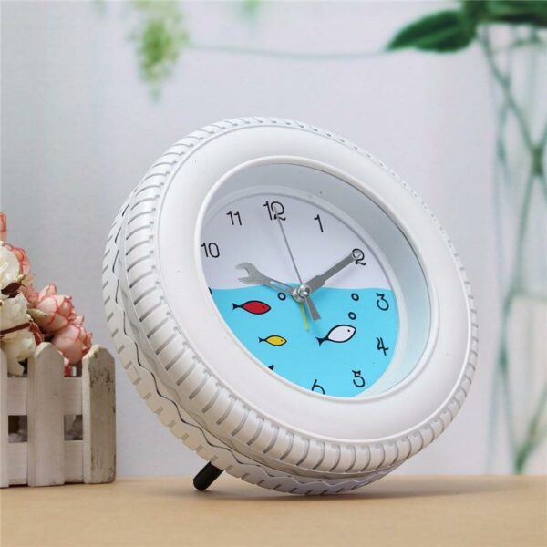 Retro Mediterranean Style Tire Alarm Clock Wall Clock Desktop For Home Decorative