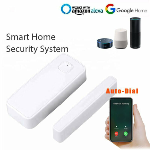 SMARSECUR Tuya Smart Door & Window Sensor Smart Life APP Control WiFi Magnetic Door and Window Alarm Sensor Work with Amazon Alexa Google Assistant IFTTT