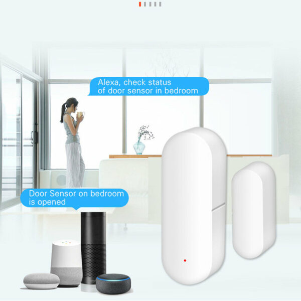 SMARSECUR WiFi Magnetic Door and Window Sensor Smart Life APP Control Tuya Door and Window Alarm Sensor Work with Amazon Alexa Google Assistant IFTTT