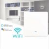 Somgoms SMB-11W Tuya WiFi 1Gang Push Button Wall Light Switch EU AC 100V-240V Smart Switch Compatible with Control Alexa Google Home