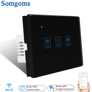 Somgoms WiFi Curtain Touch Wall Switch Crystal Panel Electric Motorized Blinds Smart Switch Tuya Remote Control With Google Home