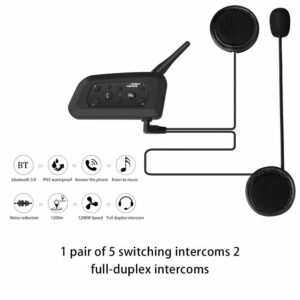 V6-1200 Motorcycle Intercom Wireless bluetooth Helmet Headsets Noise Reduction IP65 Waterproof 850mAh with Mic for 6 Riders Interphone 1200M Wireless Intercomunicador