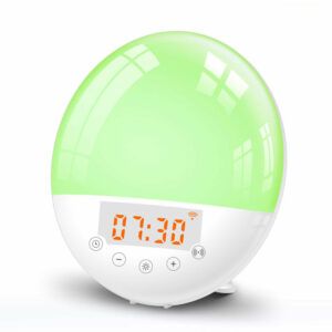 WIFI Sunrise Alarm Clock Light FM Radio Smart Wake Up LED Sunrise Light Tuya APP Control Work with Alexa/Google 7 Colors Sunrise Simulation