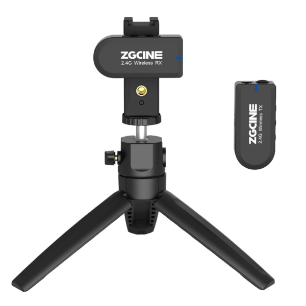 ZGCINE ATOM Wireless Lapel Microphone Receiver Kit mini 2.4G Video Recording Mic Tripod phone holder for Camera DSLR Smartphon