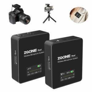 ZZGCINE GO 1V1 UHF Wireless Lavalier Lapel Microphone System with Transmitter and Receiver for Smartphones Camera