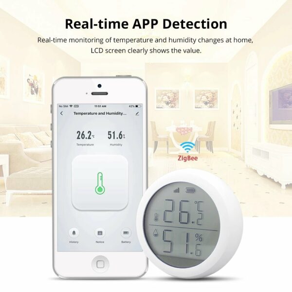 Zemismart Tuya ZB Temperature and Humidity Sensor with LCD Screen Display Real Time Monitor Smart Home Intelligent Linkage