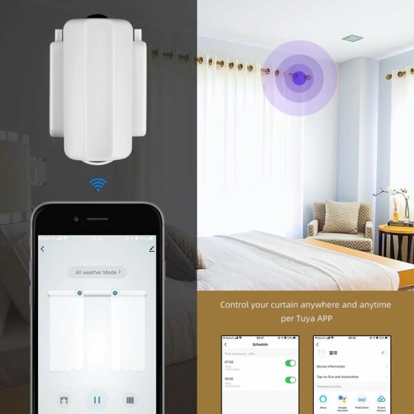 Zemismart WiFi Tuya Smart Life Curtain Driver Robot Works with Alexa Google Home Control For Roman Rods I Type U Type Curtains Track