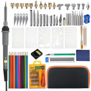 101pcs 60W Wood Burning Pen Tool Soldering Stencil Iron Craft Set Pyrography Kit