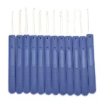 12pcs Blue Handle Unlocking Lock Pick Set Key Extractor Tool with Transparent Practice Padlock